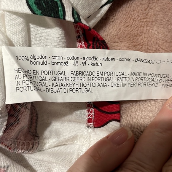 Zara 5 white red rose long sleeve high low hemline nwt 💯 cotton - Picture 5 of 7